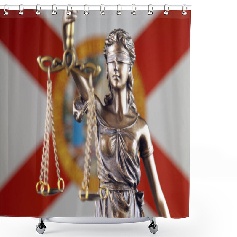 Personality  Symbol Of Law And Justice With Florida State Flag. Close Up. Shower Curtains