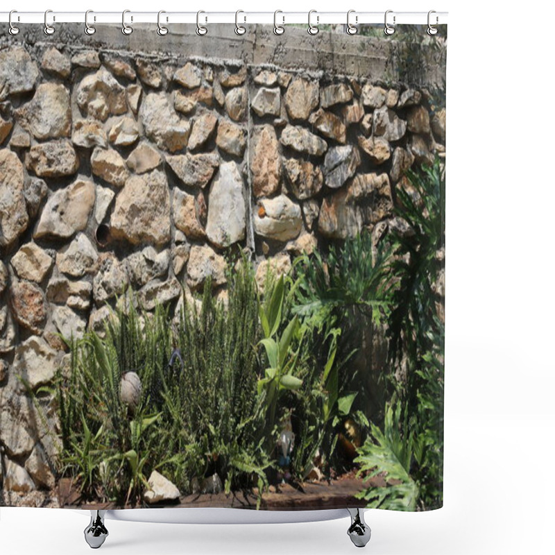 Personality  High Stone And Concrete Wall Built In The North Of Israel  Shower Curtains