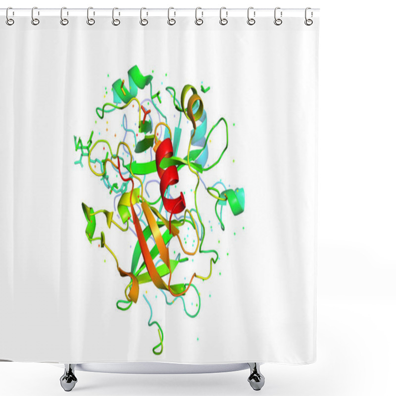 Personality  3D Model Of A Protein Molecule. Shower Curtains