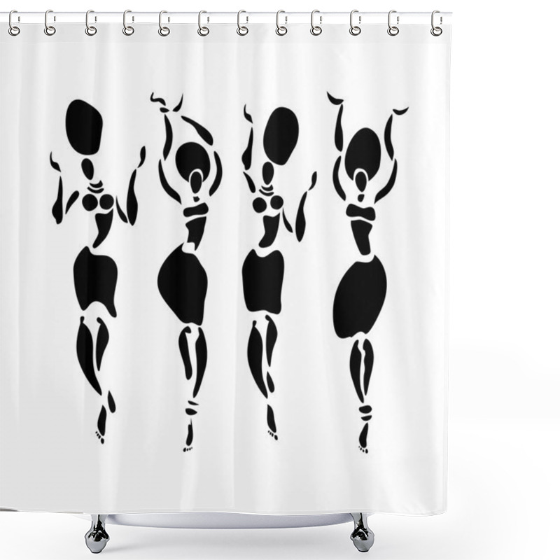 Personality  African Dancers Silhouette Set. Shower Curtains