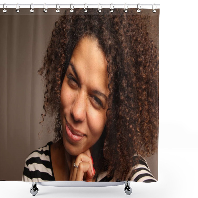 Personality  Beautiful Happy Afro Woman Shower Curtains