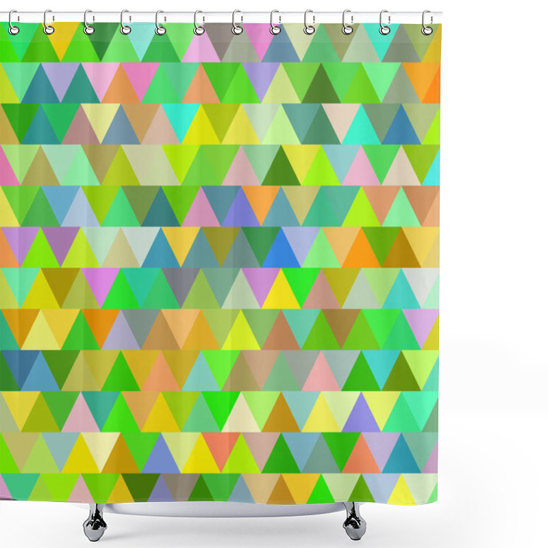 Personality  Green And Yellow Vector Seamless Pattern With Triangles. Abstract Background. Shower Curtains