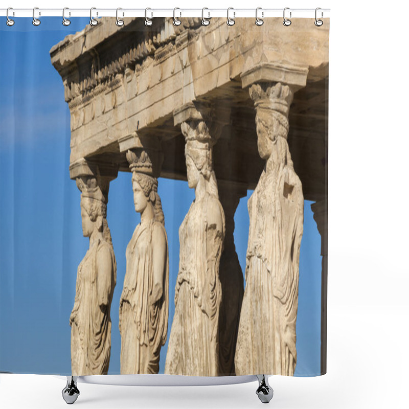 Personality  Famous Caryatides In Acropolis, Athens, Greece Shower Curtains