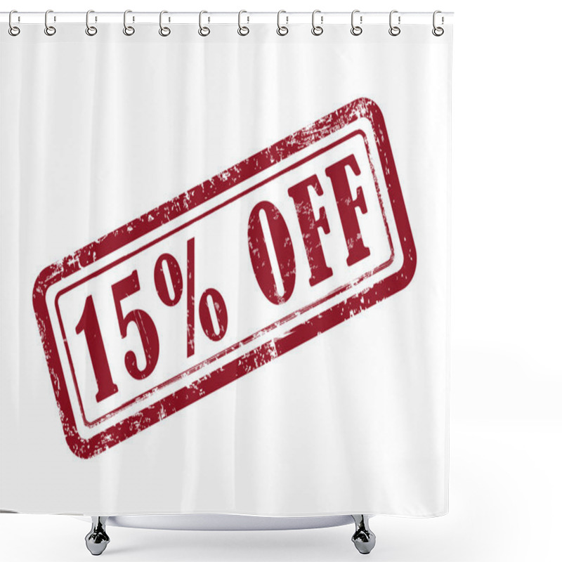 Personality  Stamp 15 Percent Off In Red Text On White Shower Curtains