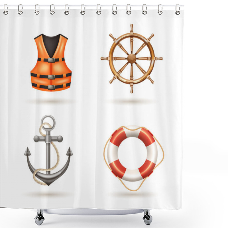 Personality  Marine Icons Set Shower Curtains