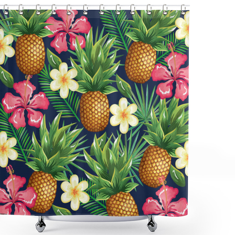 Personality  Tropical Garden With Pineapple Shower Curtains