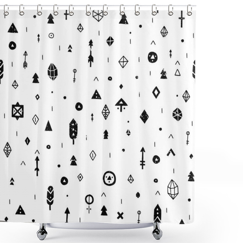 Personality  Hand Drawn Tribal Background Shower Curtains