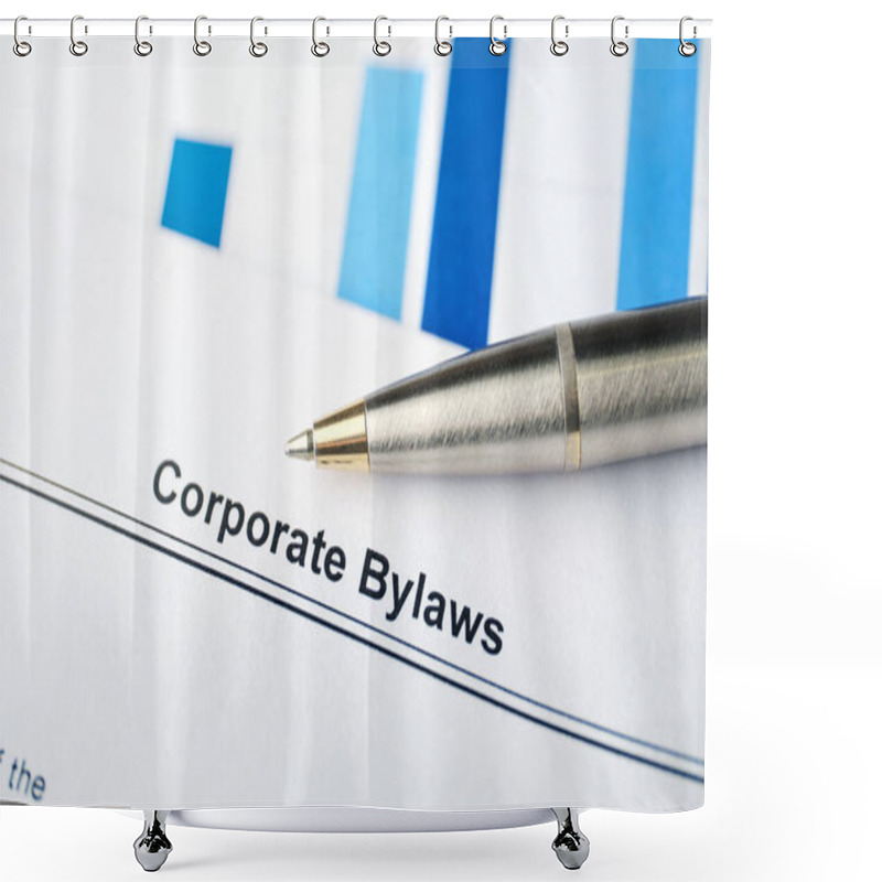 Personality  Legal Document Corporate Bylaws On Paper With Pen. Shower Curtains