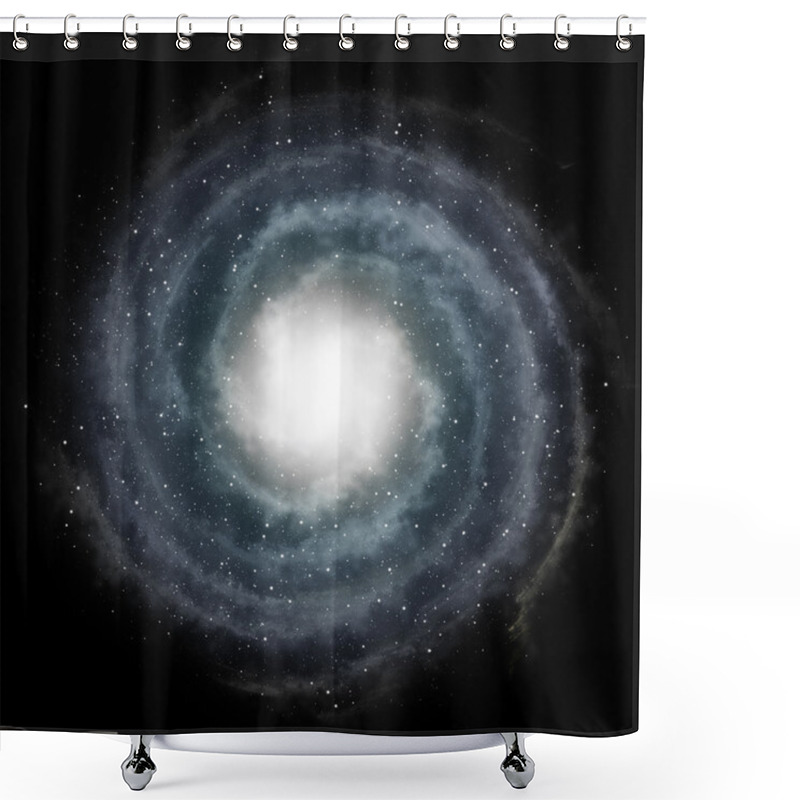 Personality  Blue Spiral Galaxy Against Black Space And Stars Shower Curtains