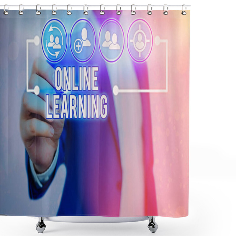 Personality  Text Sign Showing Online Learning. Conceptual Photo Larning With The Assistance Of The Internet And A Computer. Shower Curtains