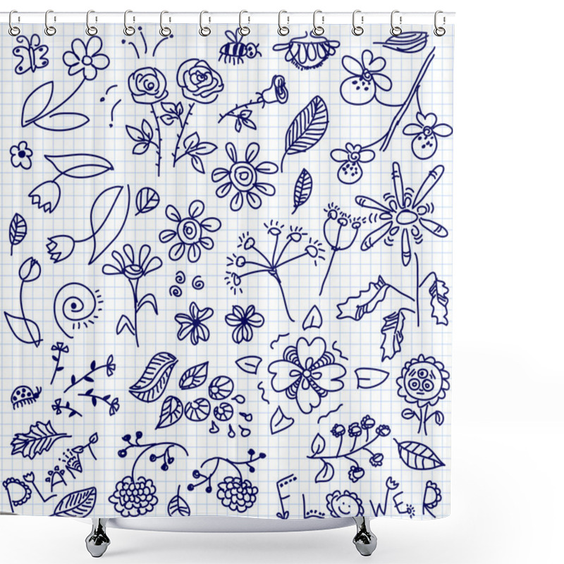 Personality  Flowers Doodle Shower Curtains