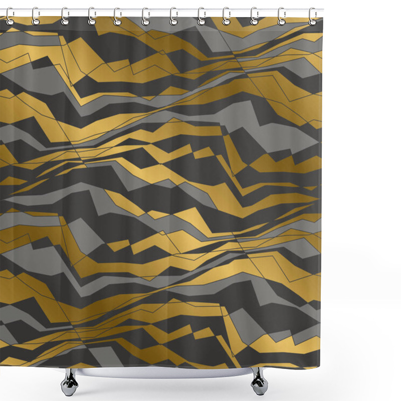 Personality  Angled Lines And Waves Seamless Pattern Shower Curtains