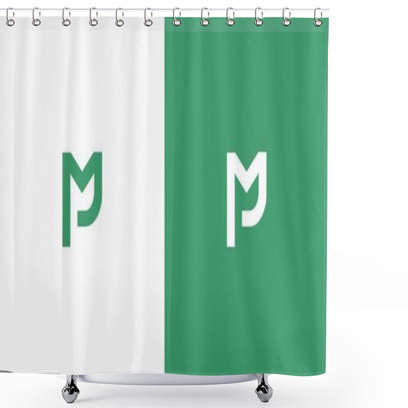 Personality  Modern And Elegant PM Letter Initial Logo Design Shower Curtains