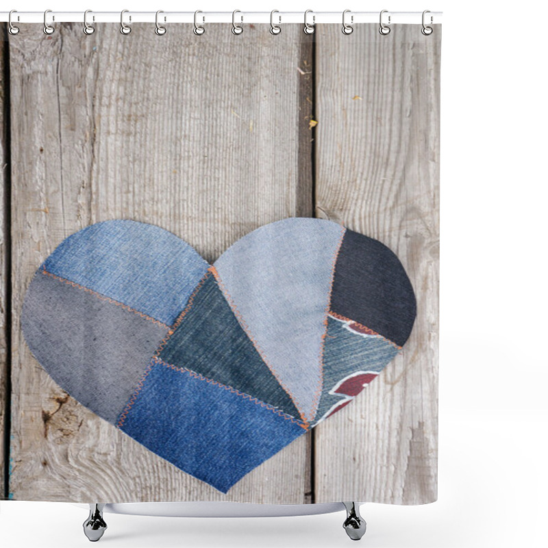 Personality  Denim Heart Background Shower Curtains