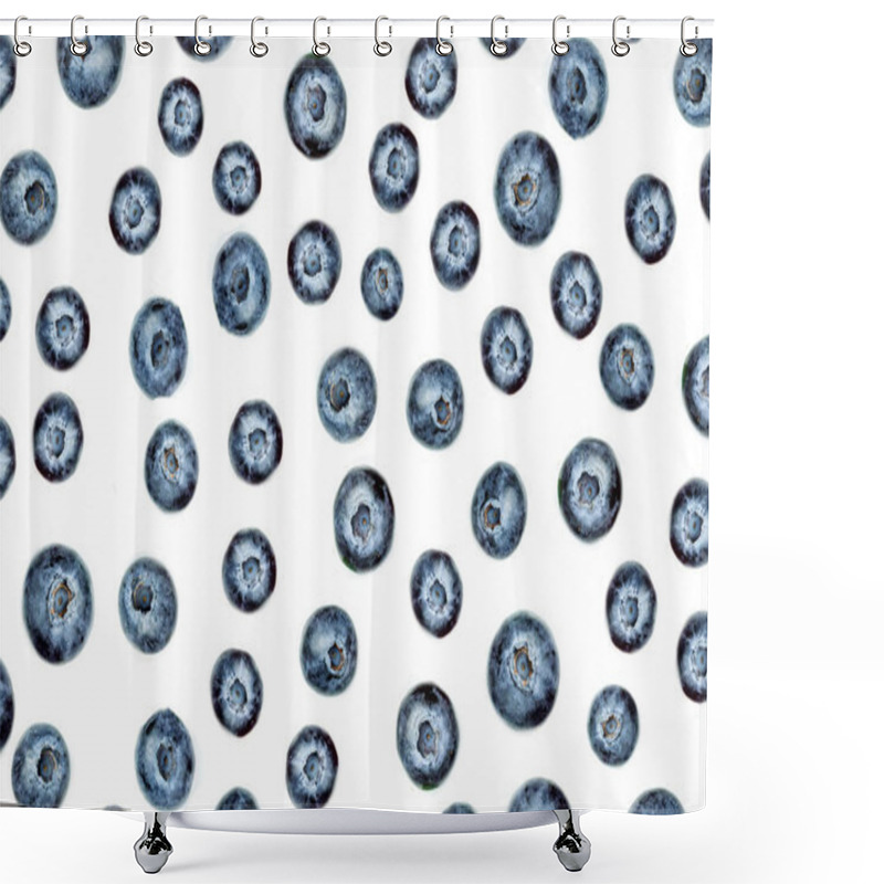 Personality  Blueberries  With Leaves  Isolated On White Background, Top View Shower Curtains