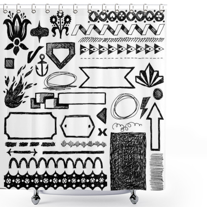 Personality  Drawn Design Elements Shower Curtains