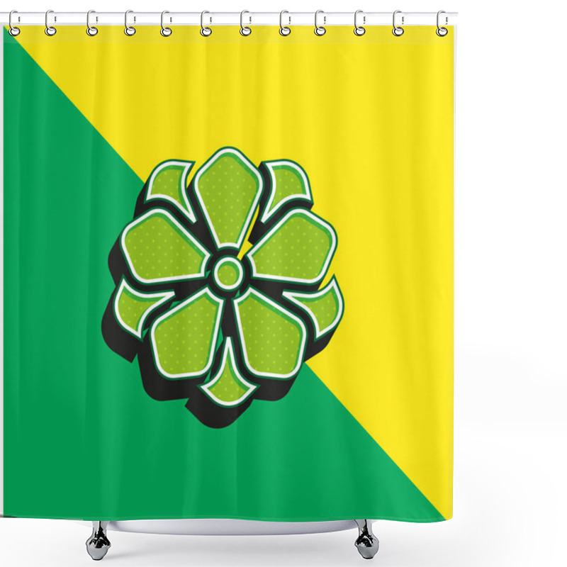 Personality  Anemone Green And Yellow Modern 3d Vector Icon Logo Shower Curtains