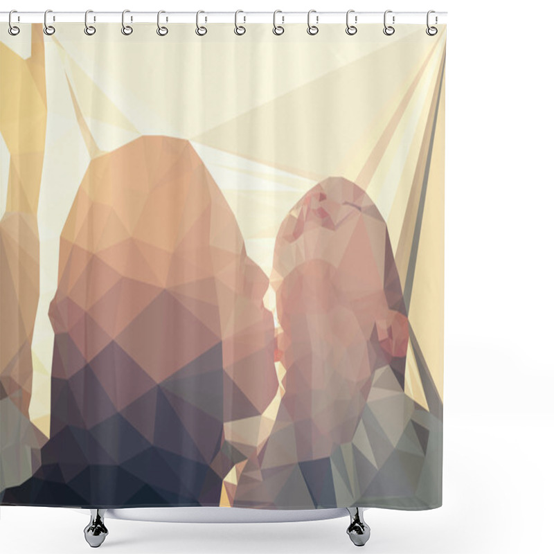 Personality  Mom And Child Portrait Vector Geometric Illustration Shower Curtains