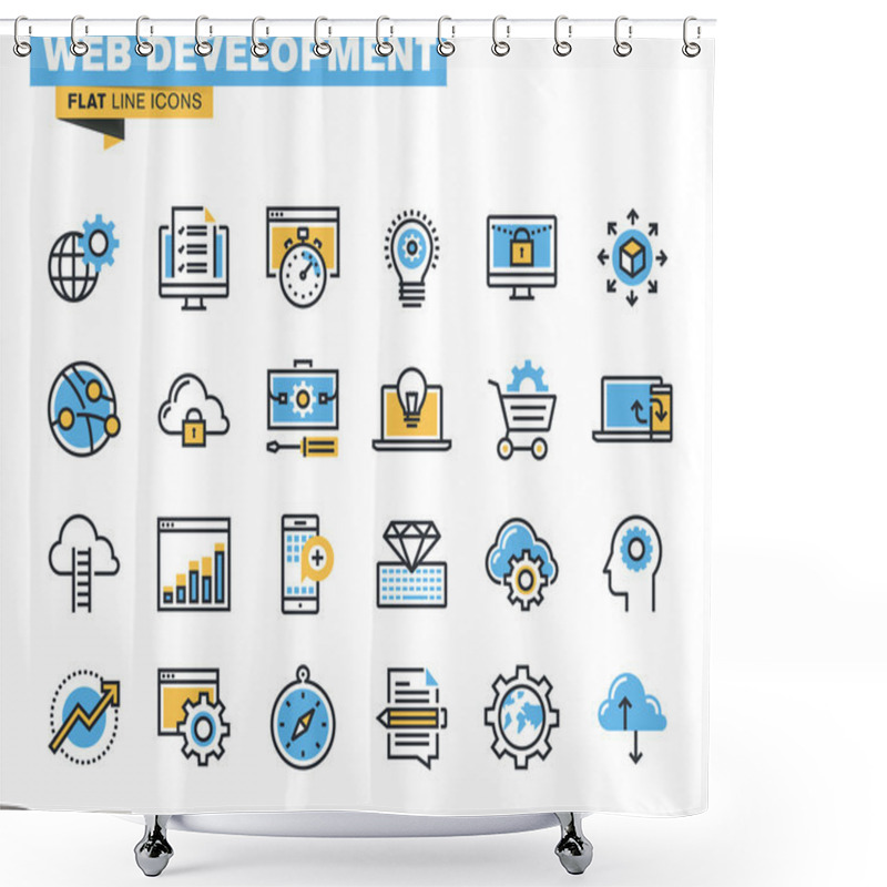 Personality  Trendy Flat Line Icon Pack For Designers And Developers Shower Curtains