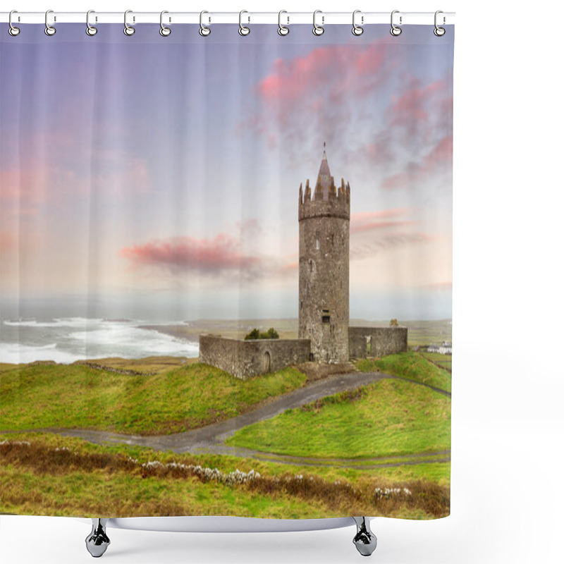 Personality  Doonagore Castle At Sunset Shower Curtains