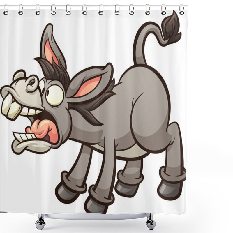 Personality  Braying Cartoon Donkey. Vector Clip Art Illustration With Simple Gradients. All In A Single Layer. Shower Curtains