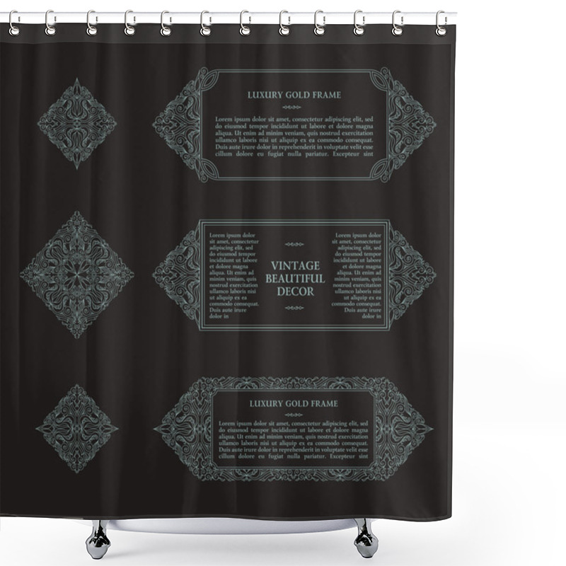 Personality  Arabic Vector Set Of Frames Lines Art Design Templates. Muslim Gray Outline Elements And Emblems Shower Curtains