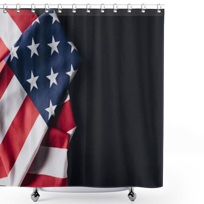 Personality  Folded National Flag Of Usa Isolated On Black, Memorial Day Concept Shower Curtains