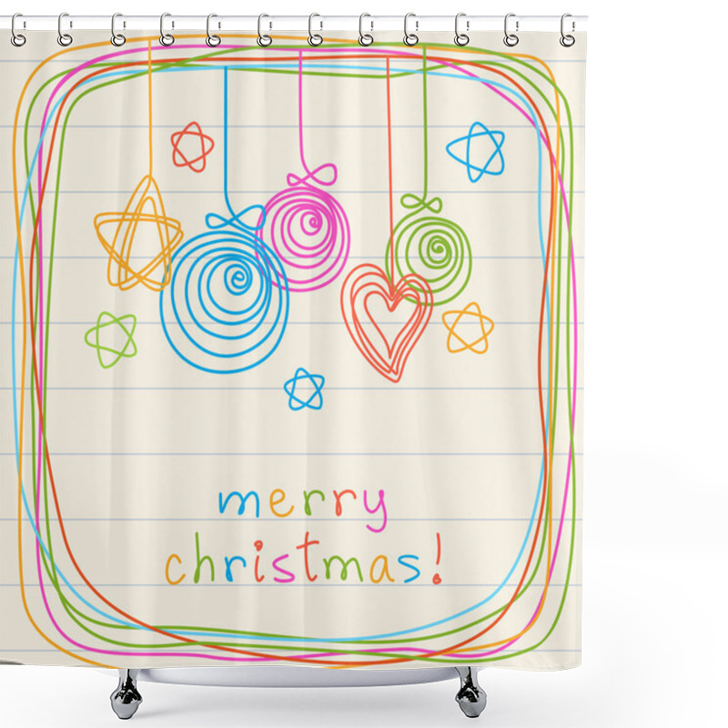 Personality  Christmas Doodle Decoration Shower Curtains