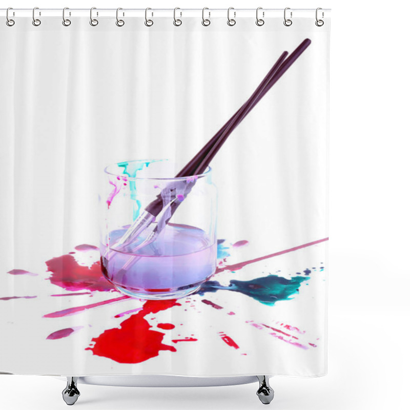 Personality  Brushes In Glass Jar Shower Curtains