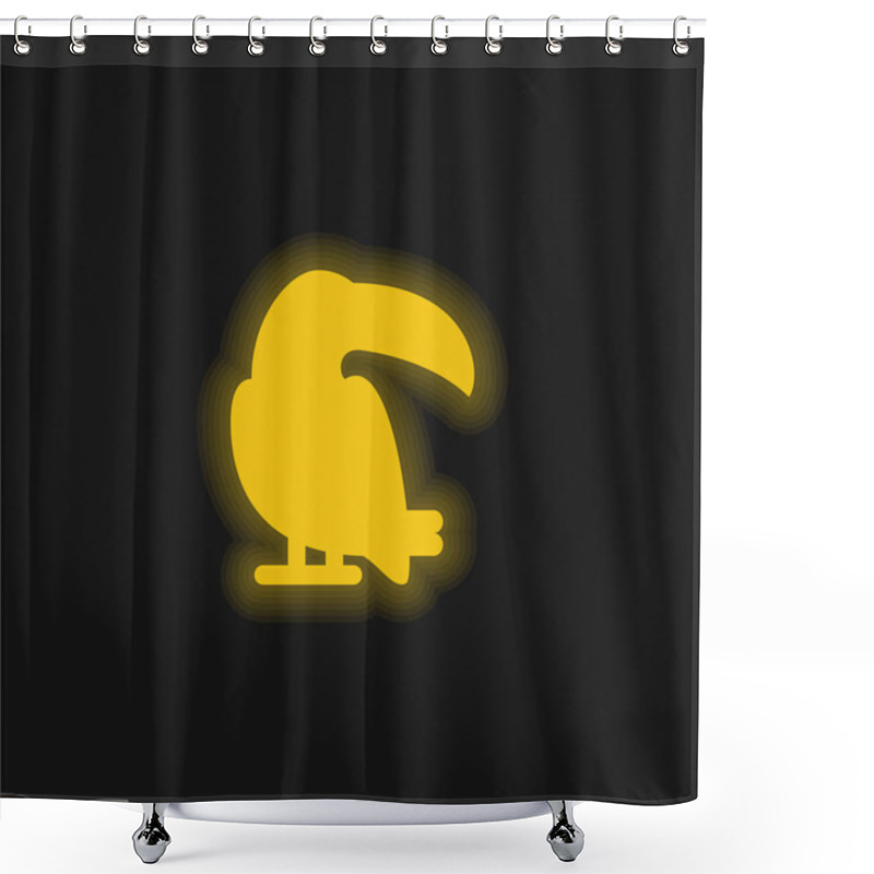 Personality  Big Toucan Yellow Glowing Neon Icon Shower Curtains