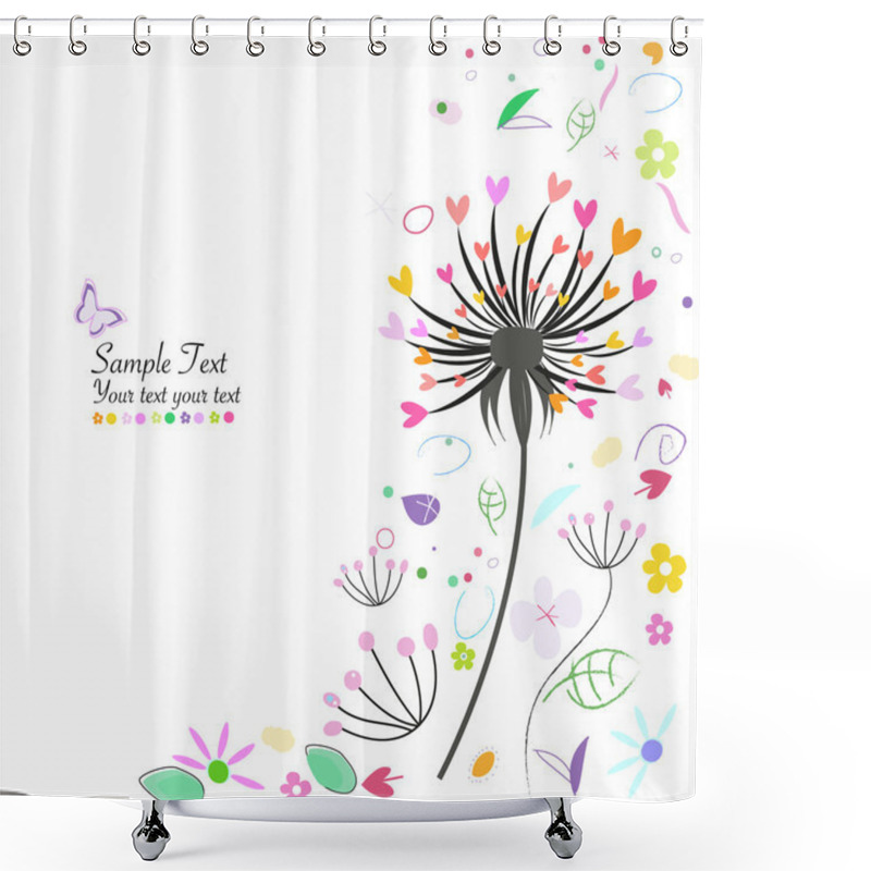 Personality  Abstract Spring Flowers And Dandelion Greeting Card Shower Curtains