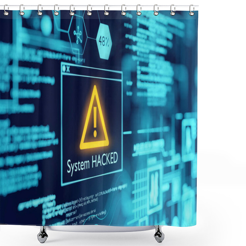 Personality  A Computer System Hacked Warning Shower Curtains