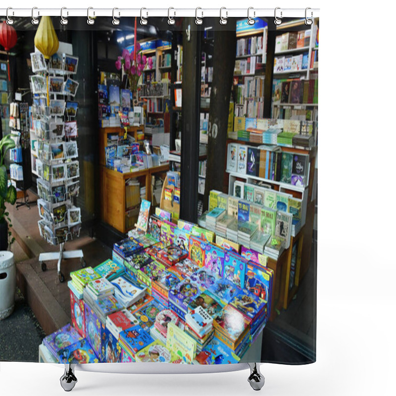 Personality  Ho Chi Minh City, Saigon, Socialist Republic Of Vietnam - August 16 2018 : The Book Shop Street Near The Post Office Shower Curtains