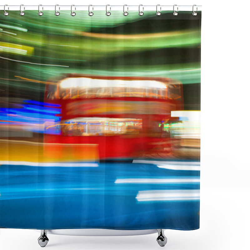 Personality  Blurred Motion Picture Of A Double-decker Bus, London, Uk. Shower Curtains