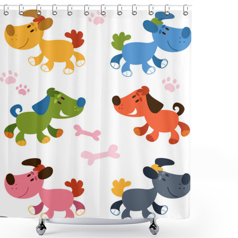 Personality  Cartoon Dogs Collection. Vector Illustration. Shower Curtains