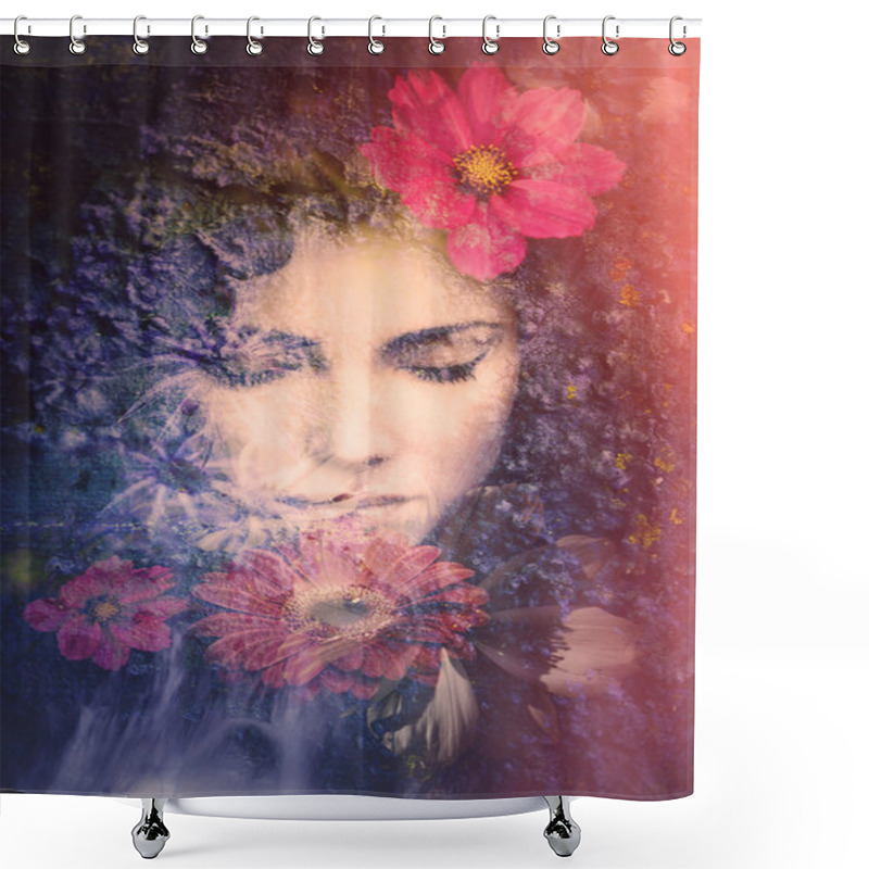 Personality  Woman Beauty Face Composite Photo Shower Curtains