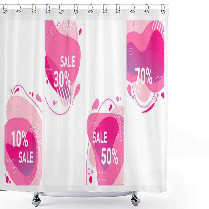 Personality  Abstract Trendy Vivid Vector Flow Amoeba Style Sale Banners Shower Curtains