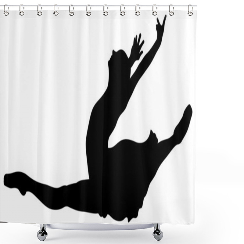 Personality  Ballet Jump Silhouette Shower Curtains