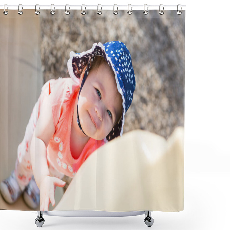 Personality  Toddler Girl Playing On Tot Lot Shower Curtains