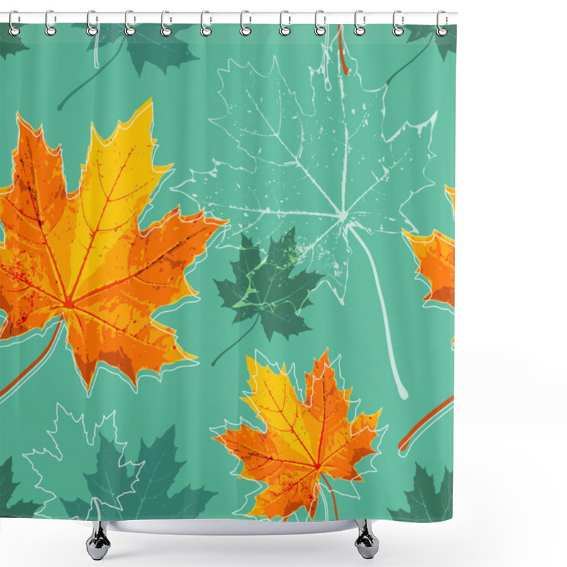 Personality  Seamless Pattern With Maple Leaves Shower Curtains