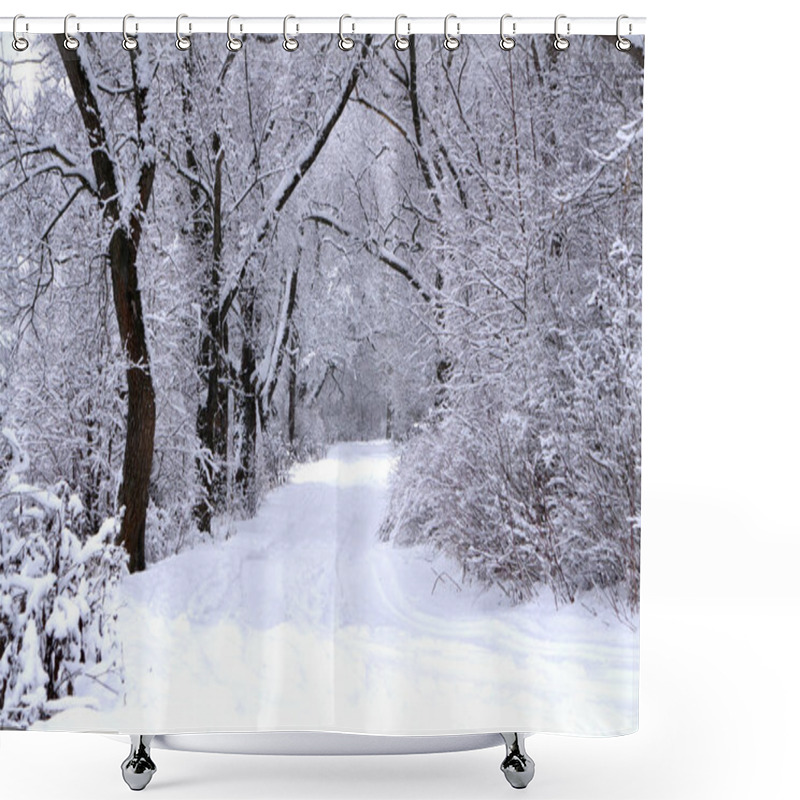 Personality  Alley In Snowy Morning Natural Nobody Rural, Shower Curtains