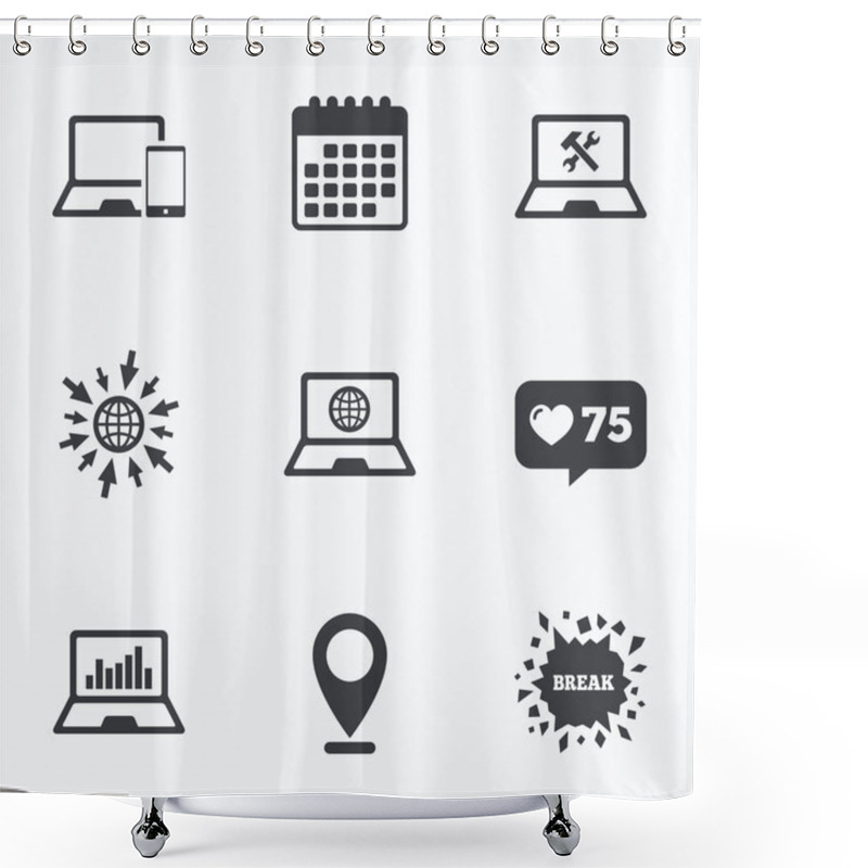 Personality  Notebook Laptop Pc Icons.   Shower Curtains