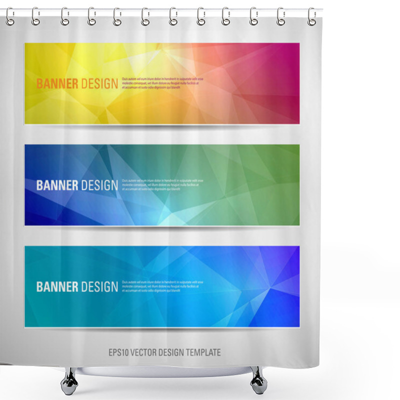 Personality  A Set Of Modern Vector Banners With Polygonal Background Shower Curtains