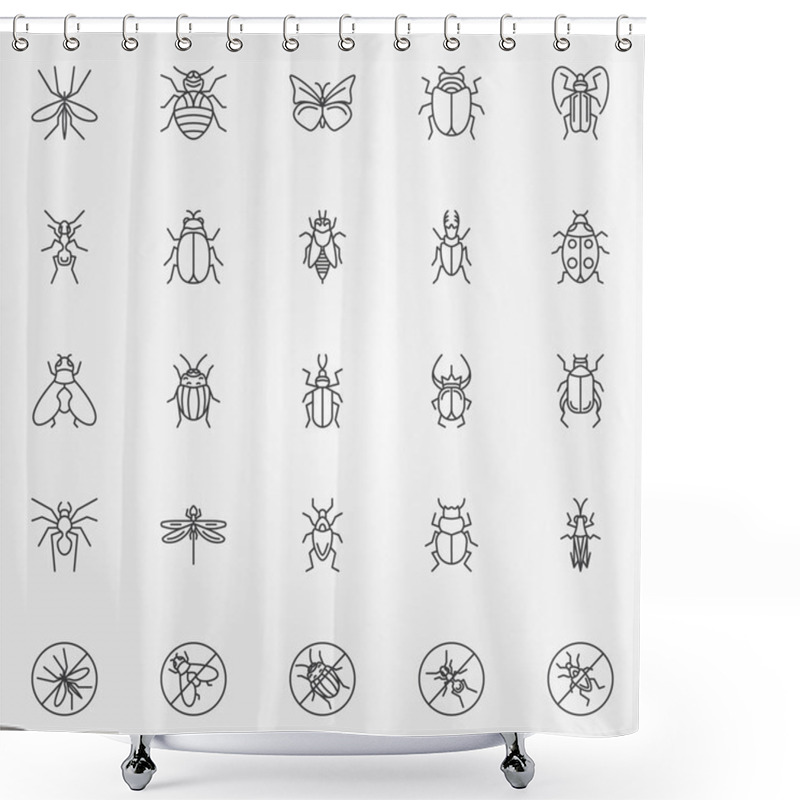 Personality  Insect Icons Set Shower Curtains