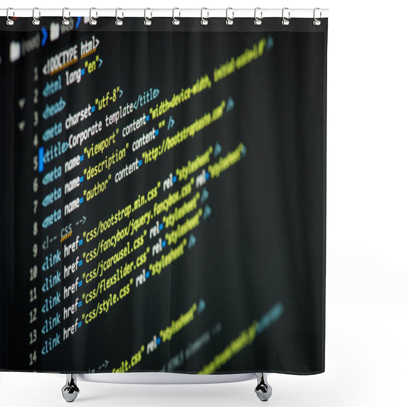 Personality  HTML And CSS Code Developing Screenshot. Shower Curtains