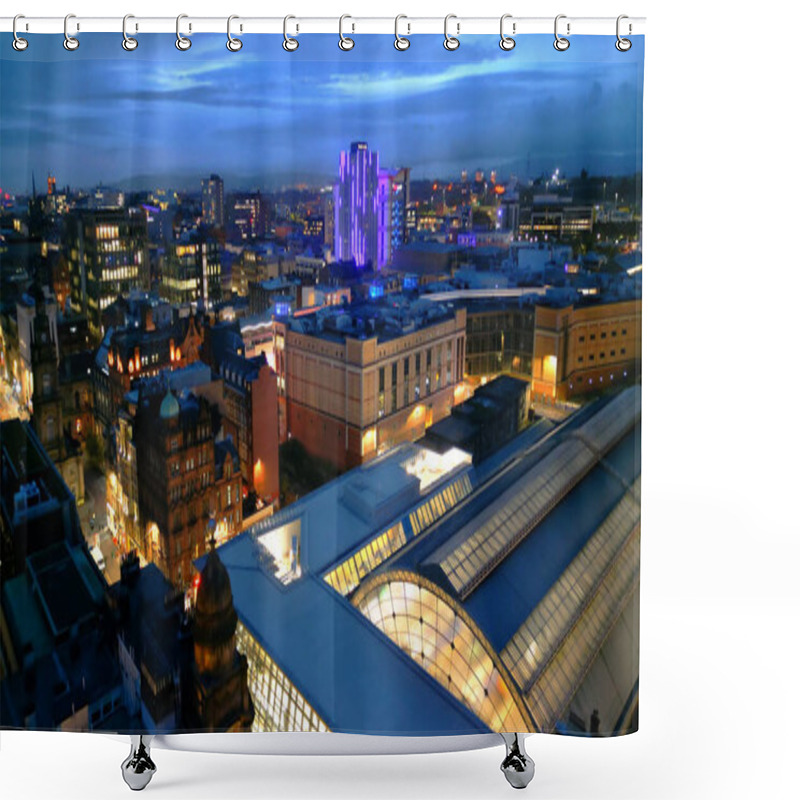 Personality  Aerial View Over The City Of Glasgow In The Evening - GLASGOW, UNITED KINGDOM - OCTOBER 04, 2022 Shower Curtains