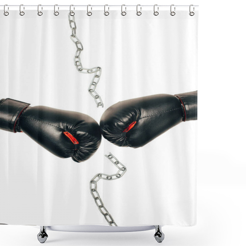 Personality  Black Boxing Gloves  Shower Curtains