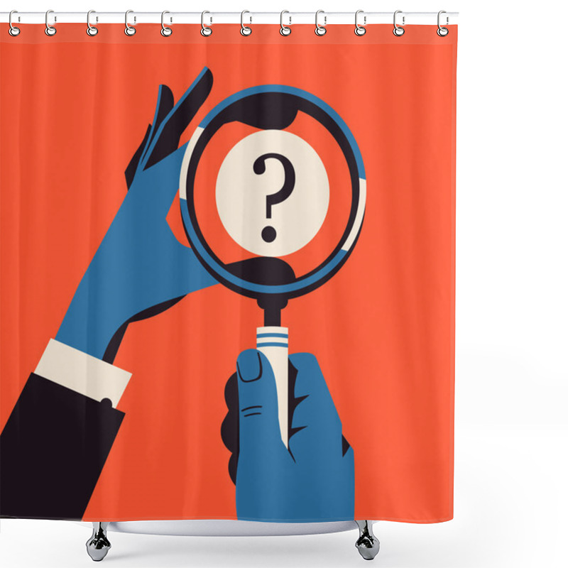 Personality  Magnifying Glass With Question Mark Shower Curtains