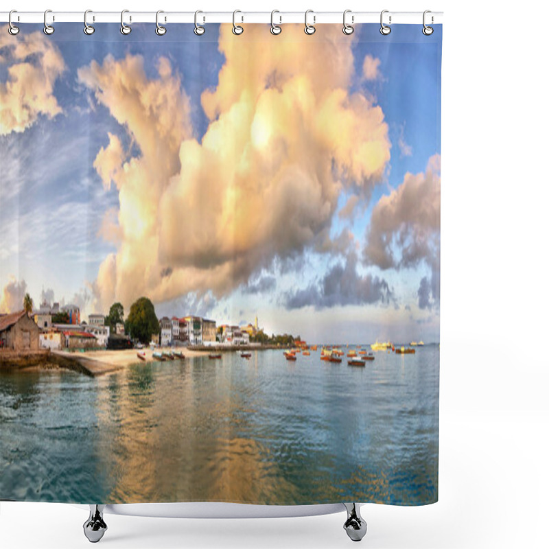 Personality  Panorama Of Stone Town On Zanzibar Island Shower Curtains