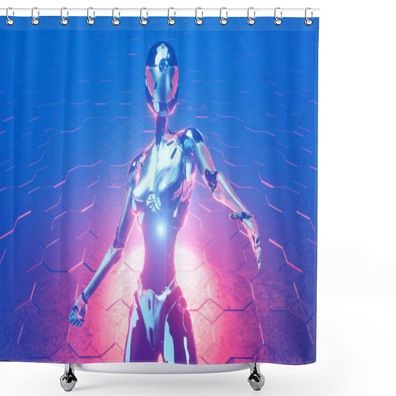 Personality  A Cyborg In A Scifi Environment Shower Curtains